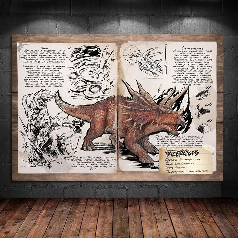 Set of Abstract Retro Game ARK Survival Evolved Art, Dinosaur Series Posters, Decoration Pictures, Room Wall Decor, Print Decorative, Home Decoration Artistic Ornaments