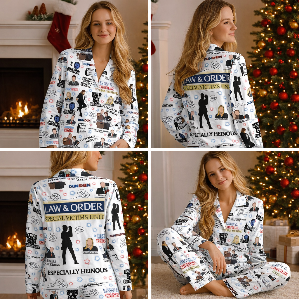 Law And Order Pajamas Set, Movie Christmas Sleepwear, Women Loungewear, Holiday gift