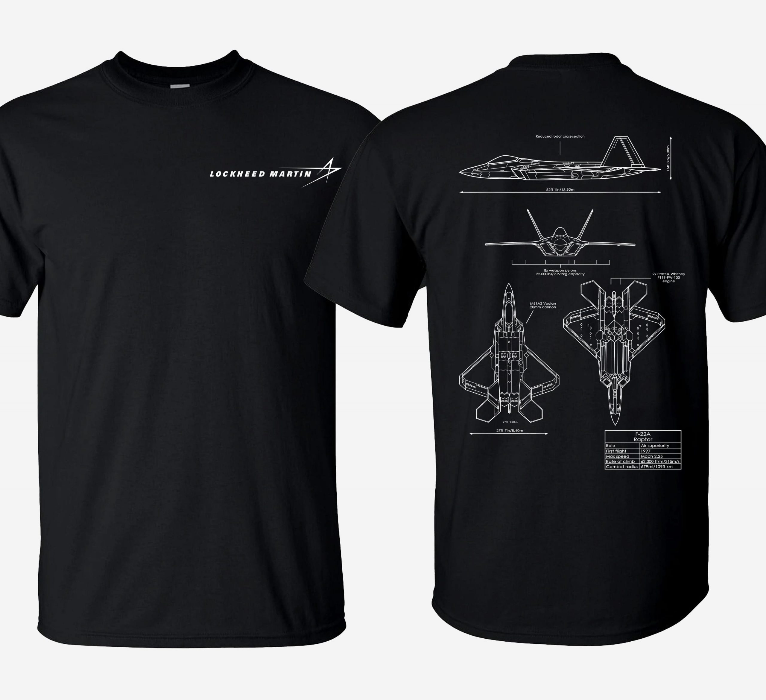 IRONBORN F22 Raptor Blueprint T-Shirt/Hoodie Vintage Lockheed Martin Graphic Tee Military Enthusiast Streetwear Clothing Gift for Men Breathable Printing