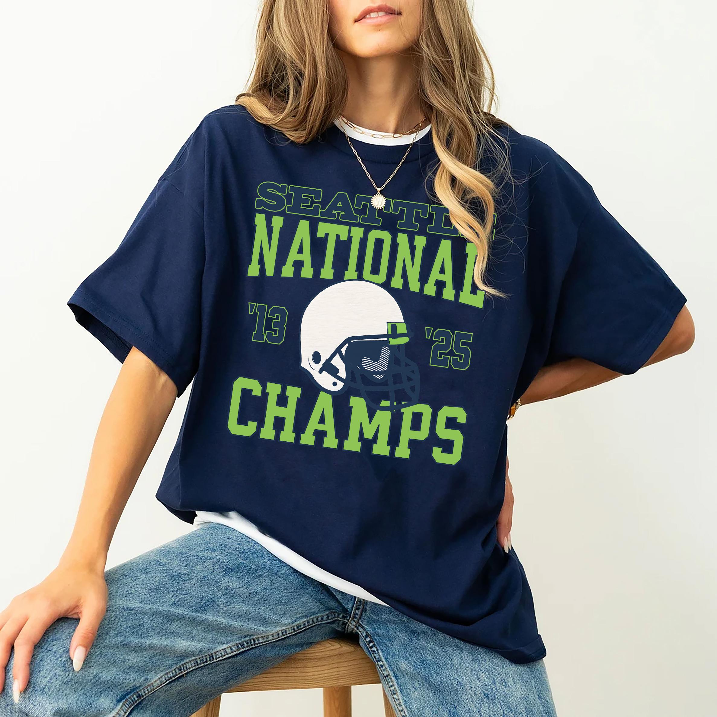 Seatttle Football National Championship Shirt | 2025 Vintage Distressed Champs Shirt, Seahawk Retro Champion Shirt