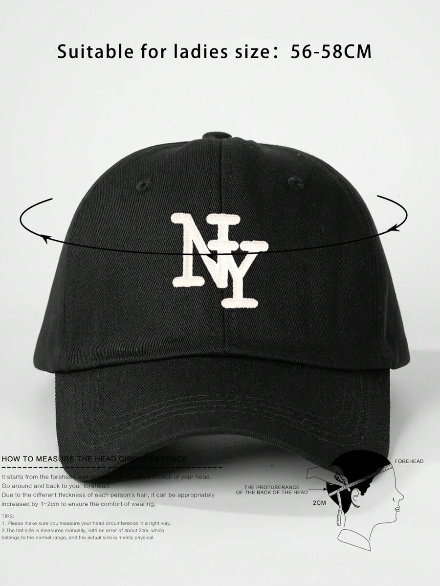 HAT1pc Embroidered “NY” Letter Adjustable Baseball Cap, Outdoor Sunscreen Casual Hat Suitable For Spring Autumn Travel Beach Vacation, Y2K Style For Young Adults