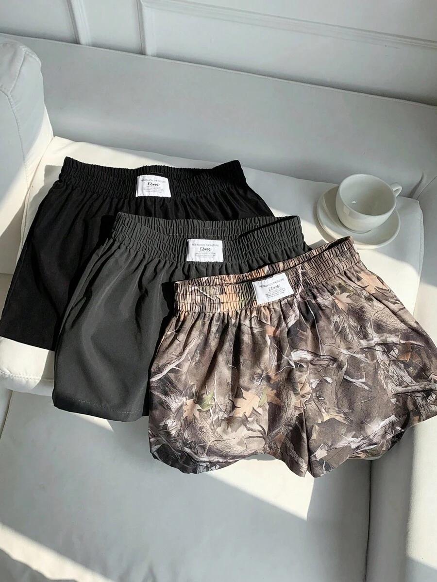 VYNCE 3pcs Comfortable Women’s Short Length Casual Shorts In Woven Fabric For Everyday Looks Shorts Pack Camo Print Shorts