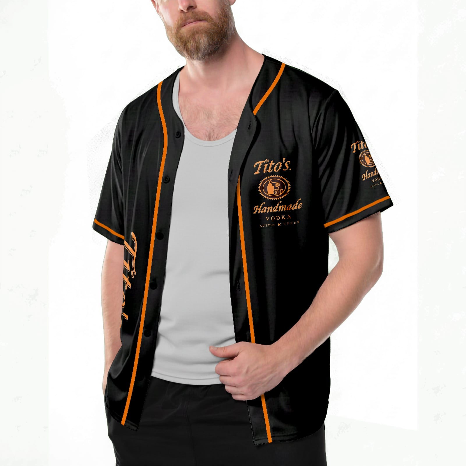 Zynbase Alcohol Baseball Jersey, Mens Vodka Jersey Short Sleeve, Casual Liquor Button Up